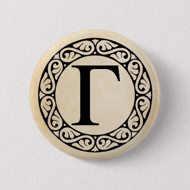 Badge Rond 5 Cm LETTRE AlphabET GRECQUE Gamma (Devant)
