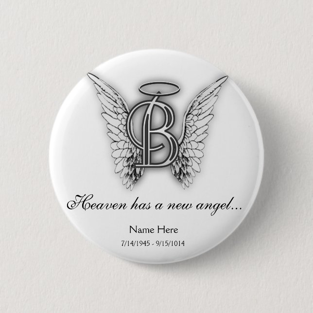 Badge Rond 5 Cm Lettre commémorative B d'hommage de monogramme (Devant)