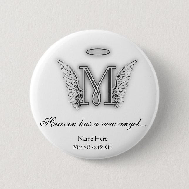 Badge Rond 5 Cm Lettre commémorative M d'hommage de monogramme (Devant)