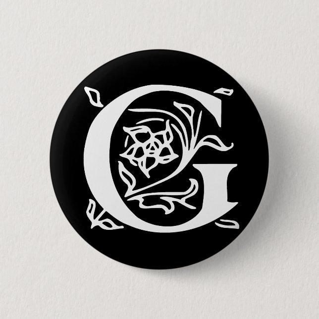 Badge Rond 5 Cm Lettre de fantaisie G (Devant)