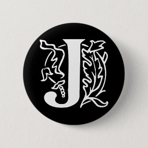 Badge Rond 5 Cm Lettre de fantaisie J