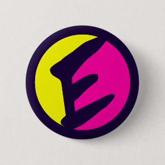 BADGE ROND 5 CM LETTRE DE MONOGRAMME RÉTRO E