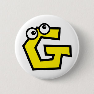 Badge Rond 5 Cm Lettre drôle G de monogramme