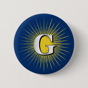 Badge Rond 5 Cm Lettre G - symbole maçonnique
