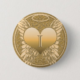 Badge Rond 5 Cm Lettre I | Mémorial | Coeur ange