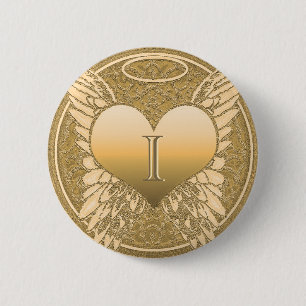 Badge Rond 5 Cm Lettre I   Mémorial   Coeur ange