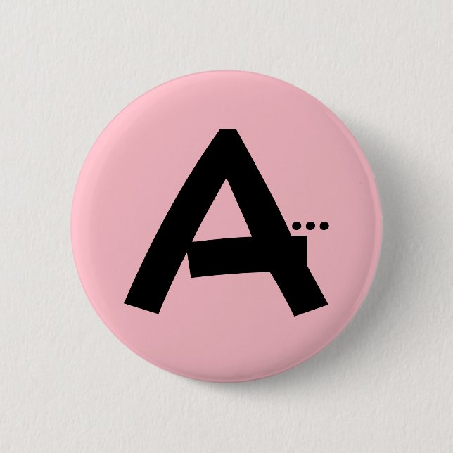 Badge Rond 5 Cm LETTRE INITIALE A Bouton Moderne Monogramme (Devant)