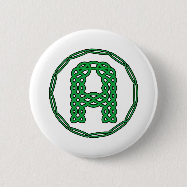 Badge Rond 5 Cm Lettre Initiale A Monogramme En Style Celtique (Devant)