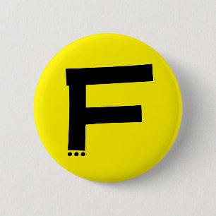 Badge Rond 5 Cm Lettre initiale F Monogramme Bouton moderne