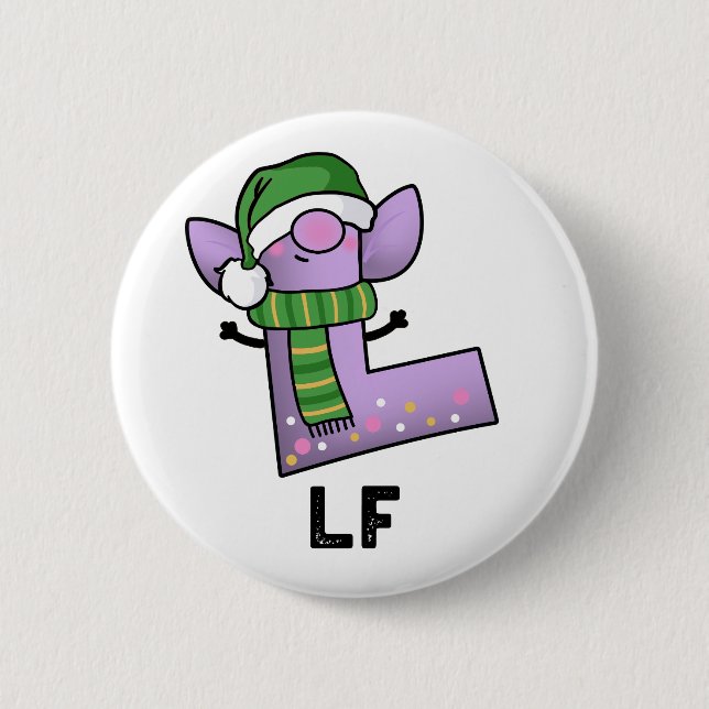Badge Rond 5 Cm Lettre Lf Funny L Pun (Devant)