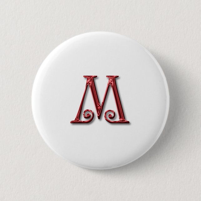 Badge Rond 5 Cm Lettre M Monogramme (Devant)