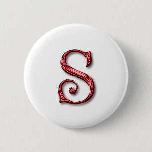 Badge Rond 5 Cm LETTRE MONOGRAPHIQUE S Fêtes Noël