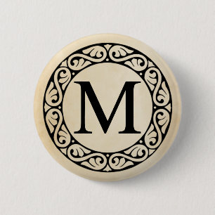 Badge Rond 5 Cm Lettre MU d'alphabet grec