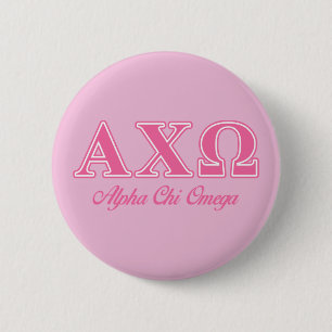 Badge Rond 5 Cm Lettres roses Alpha Chi Omega