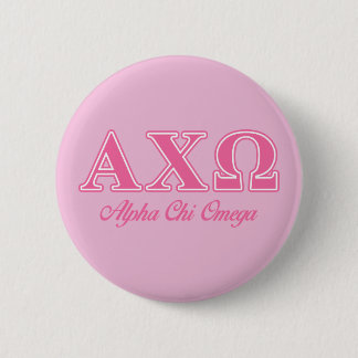 Badge Rond 5 Cm Lettres roses Alpha Chi Omega