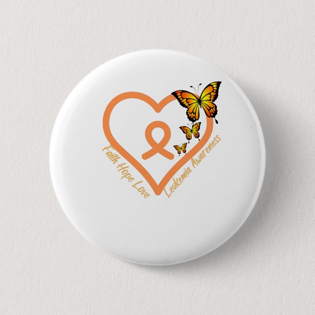 Badge Rond 5 Cm Leucémie Cancer Sensibilisation - Faith Hope Love (Devant)