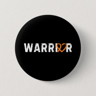 Badge Rond 5 Cm Leucémie guerrière Cancer Coeur de combat Orange R