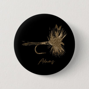 Badge Rond 5 Cm Leurre de pêche à la mouche Adams Vintage
