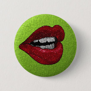 BADGE ROND 5 CM LÈVRES CHAUDES DE PARTIES SCINTILLANTES