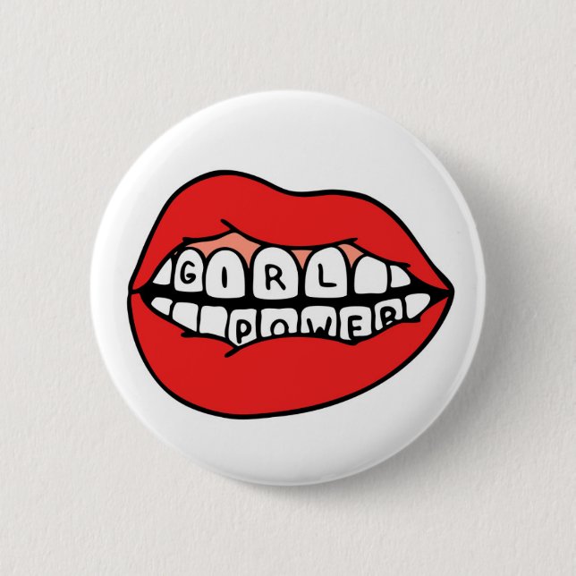 Badge Rond 5 Cm Lèvres électriques pour filles (Devant)