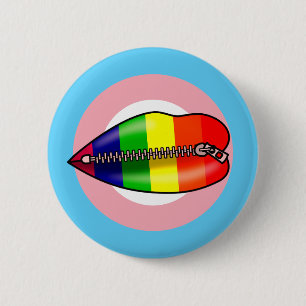Badge Rond 5 Cm Lèvres LBGTQ Fermées En Silence