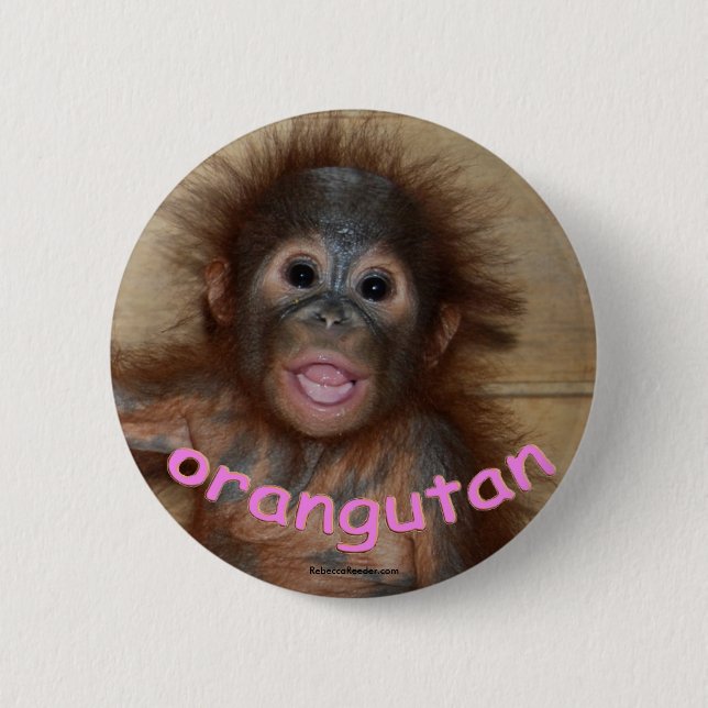 Badge Rond 5 Cm Lèvres roses d'orang-outan (Devant)