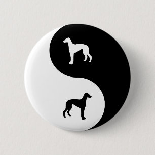 Badge Rond 5 Cm Lévrier Yin Yang