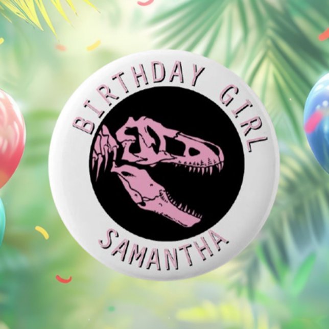 Badge Rond 5 Cm L'excitation rugissante pour un anniversaire de di (Unleash the thrill of a Jurassic birthday with our Roaring Birthday Surprise Button! )