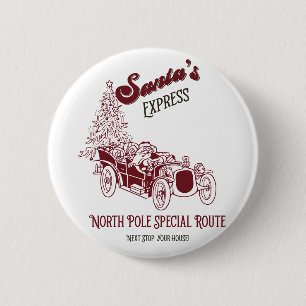 Badge Rond 5 Cm L'express vintage de Noël de Santa