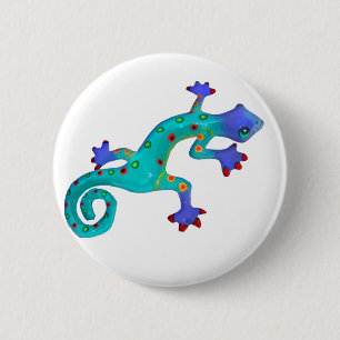 Badge Rond 5 Cm Lézard coloré fou