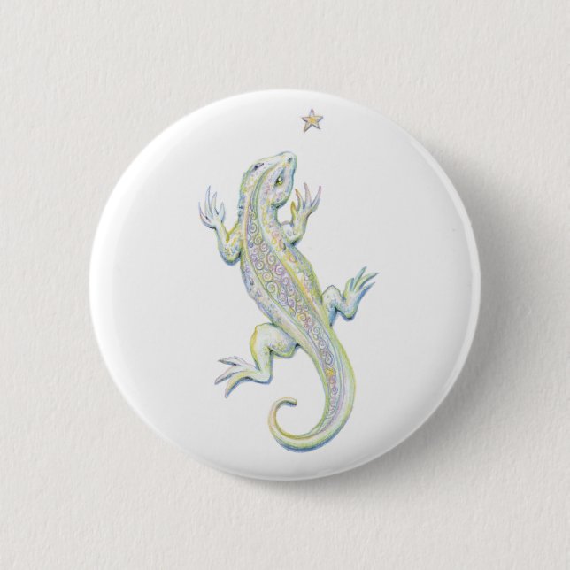 Badge Rond 5 Cm Lézard d'arc-en-ciel (Devant)