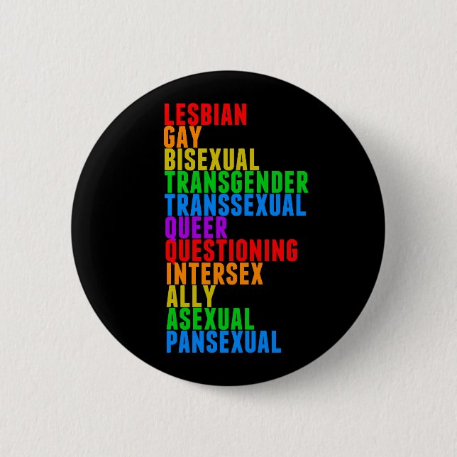 Badge Rond 5 Cm LGBTQQIAAP Fierté Arc-en-ciel Diversité acrostique (Devant)