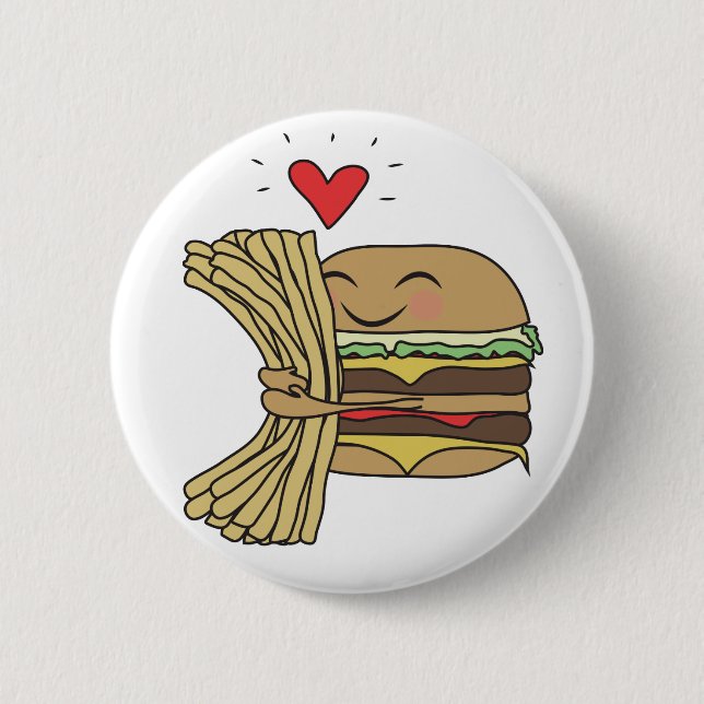 Badge Rond 5 Cm L'hamburger aime des fritures (Devant)