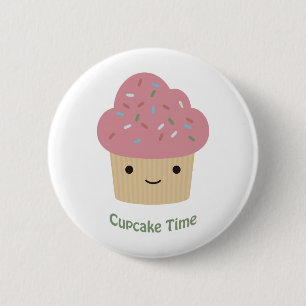 Badge Rond 5 Cm L'heure du gâteau ! Cute Cupcake rose