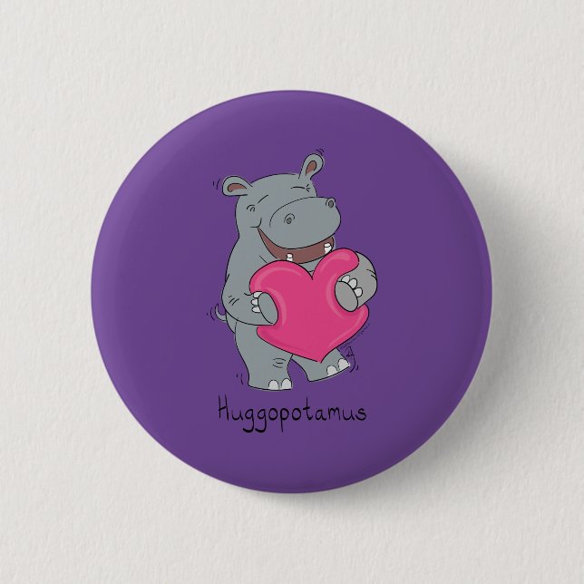Badge Rond 5 Cm L'hippopotame étreint le Pin de bouton de (Devant)