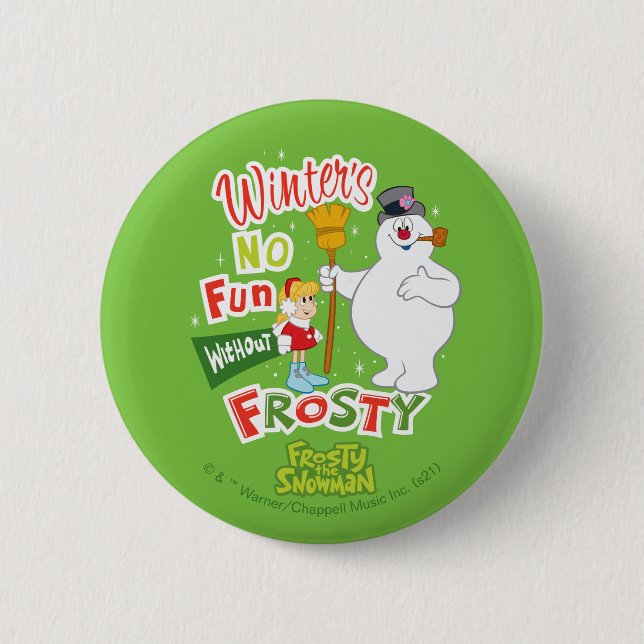 Badge Rond 5 Cm L'hiver ne s'amuse pas sans Frosty le Snowman™ (Devant)