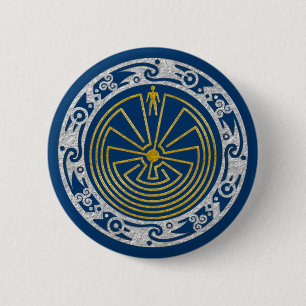 Badge Rond 5 Cm L'homme dans le Maze - Ornement or argent