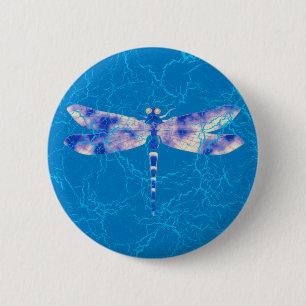 Badge Rond 5 Cm Libellule bleue