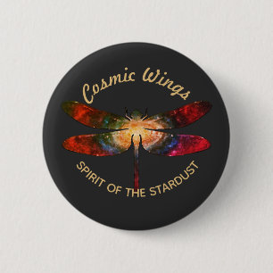 Badge Rond 5 Cm Libellule Cosmique • Ailes de Galaxie et Traînées 