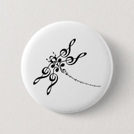 Badge Rond 5 Cm Libellule dans le triple