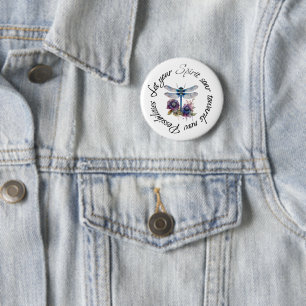 Badge Rond 5 Cm Libellule - esprit de nouvelles possibilités