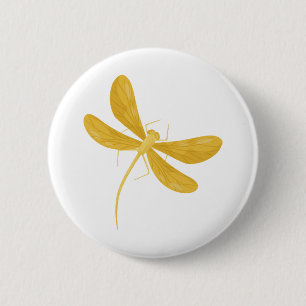 Badge Rond 5 Cm libellule jaune