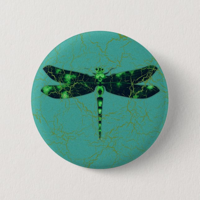 Badge Rond 5 Cm Libellule verte (Devant)