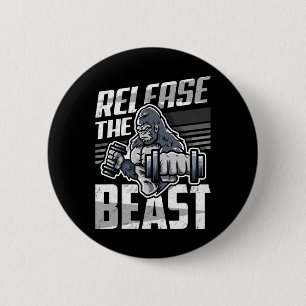Badge Rond 5 Cm Libérez La Bête - Bodybuilder Sport Bodybuilding