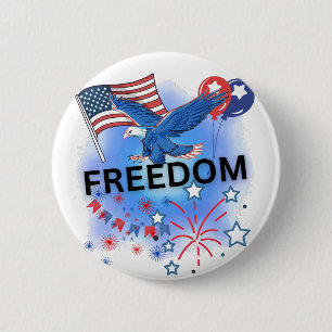 Badge Rond 5 Cm Liberté aux Etats-Unis