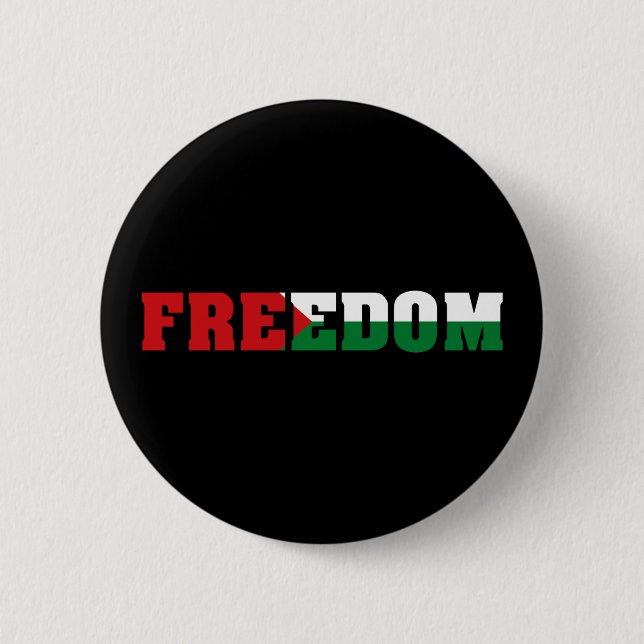 Badge Rond 5 Cm Liberté | Couleurs du drapeau palestinien | Libére (Devant)