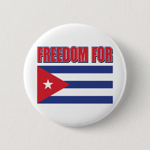 Badge Rond 5 Cm Liberté pour Cuba Drapeau cubain