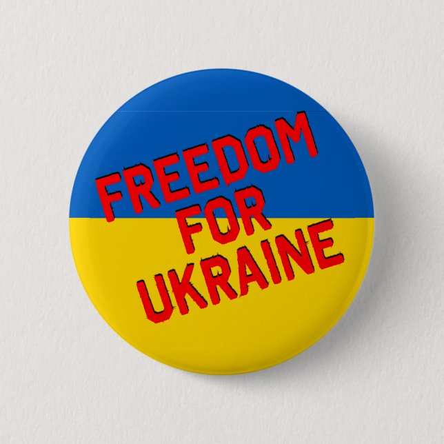 Badge Rond 5 Cm LIBERTÉ POUR L'UKRAINE avec drapeau (Devant)
