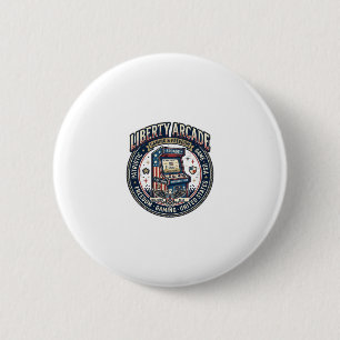 Badge Rond 5 Cm Liberty Arcade Patriotique Arcade Gamer US