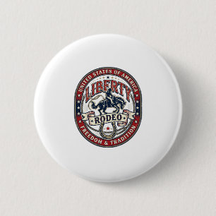 Badge Rond 5 Cm Liberty Rodeo Patriotique Patriotique Rodeo Wester